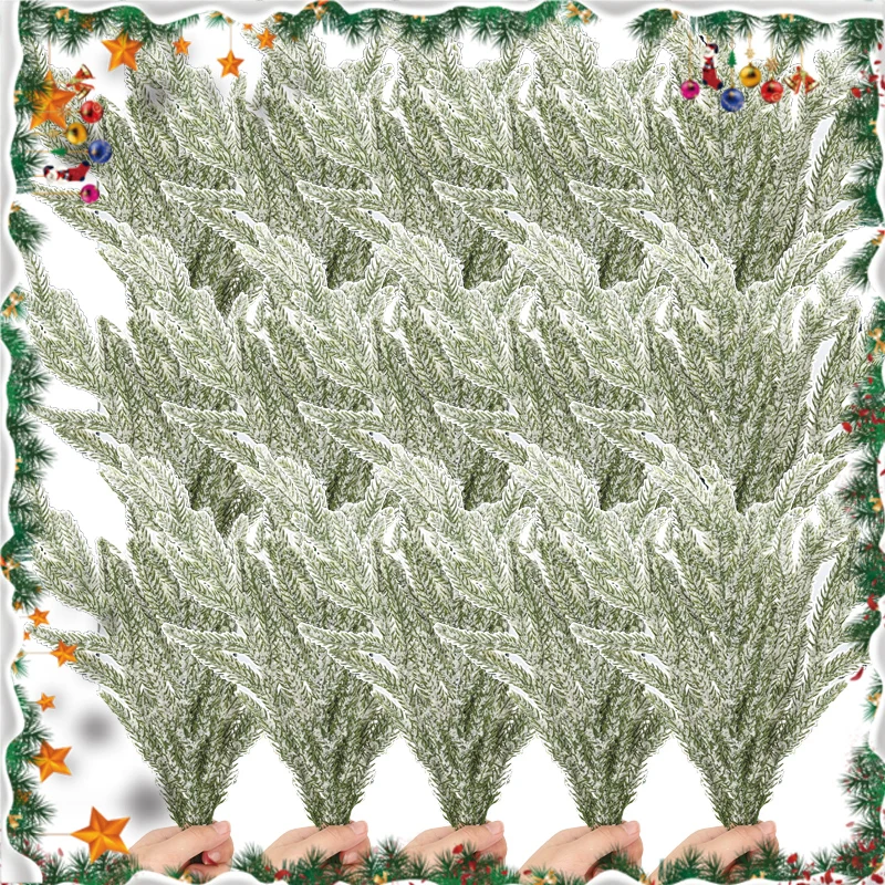 

1/20 шт., рождественская имитация сосновой иглы со снегом, сделай сам, рождественские елочные венки, украшения, листья растений, ветка, праздничные товары для вечеринок