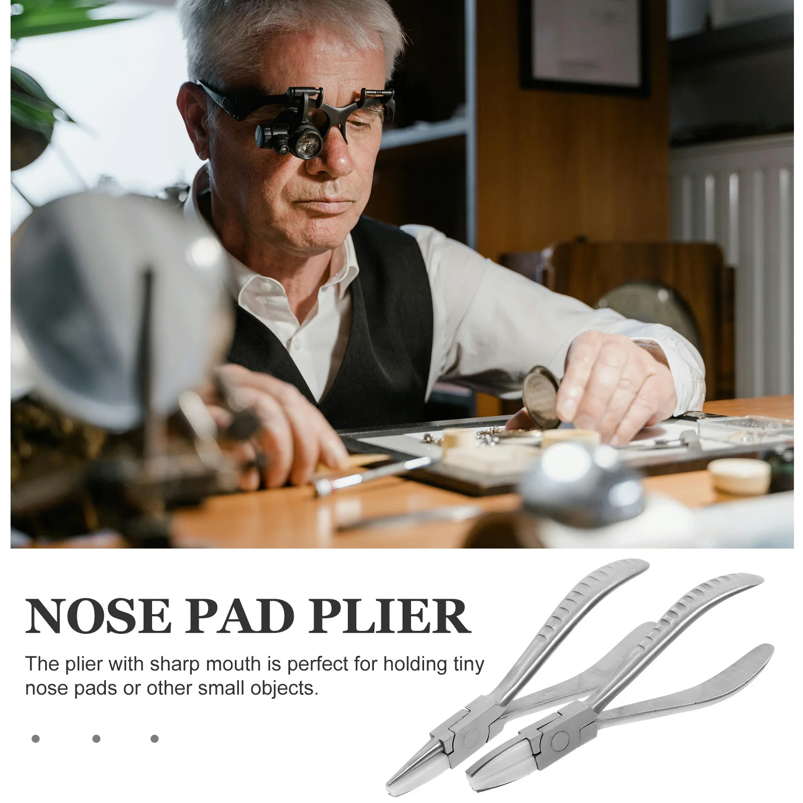 

2pcs Eyeglass Repairing Tool Plier For Nose Pad Adjustment Stainless Steel Wavy Handle Anti-Slip Home Use Eyeglass Pliers Tools
