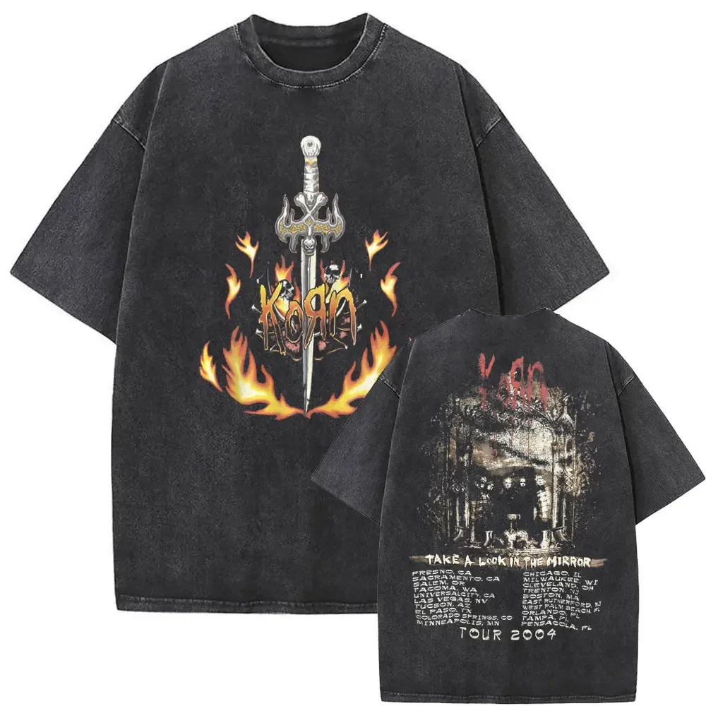 Rockband korn ftl 25 folgen dem Anführer doppelseitigen Druck T-Shirt Männer Gothic lässig übergroße T-Shirts Unisex gewaschen Vintage T-Shirt – Detail 24