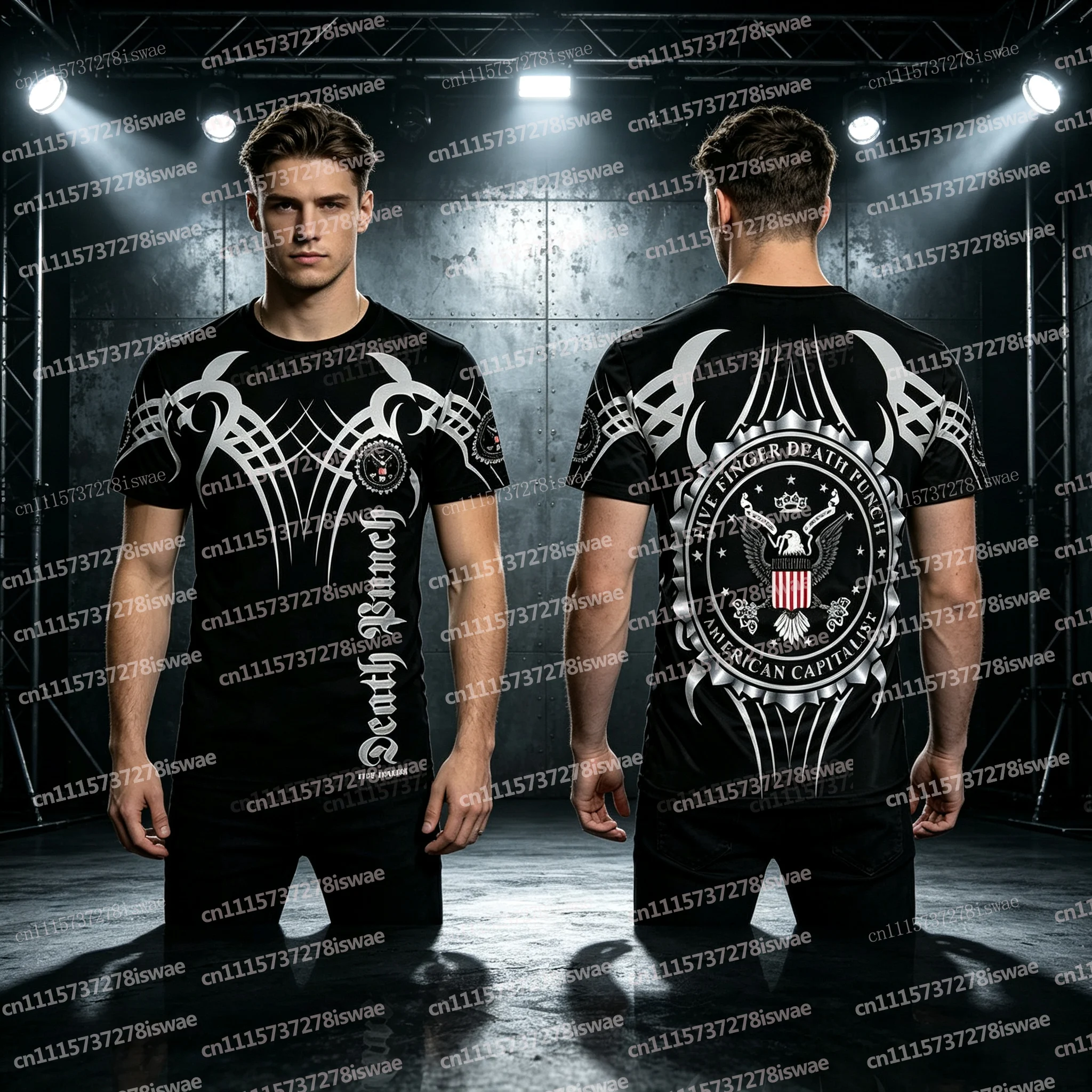 Summer New Family Matching Heavy Metal Punk Rock Retro 3D Printed Street Trendy Fashion Casual Thin Quick Drying Neutral T-shirt