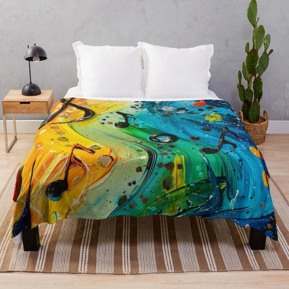 Melodic Colors: Abstract Symphony Throw Blanket Hair heavy to sleep Luxury St Extra Large Throw Blankets