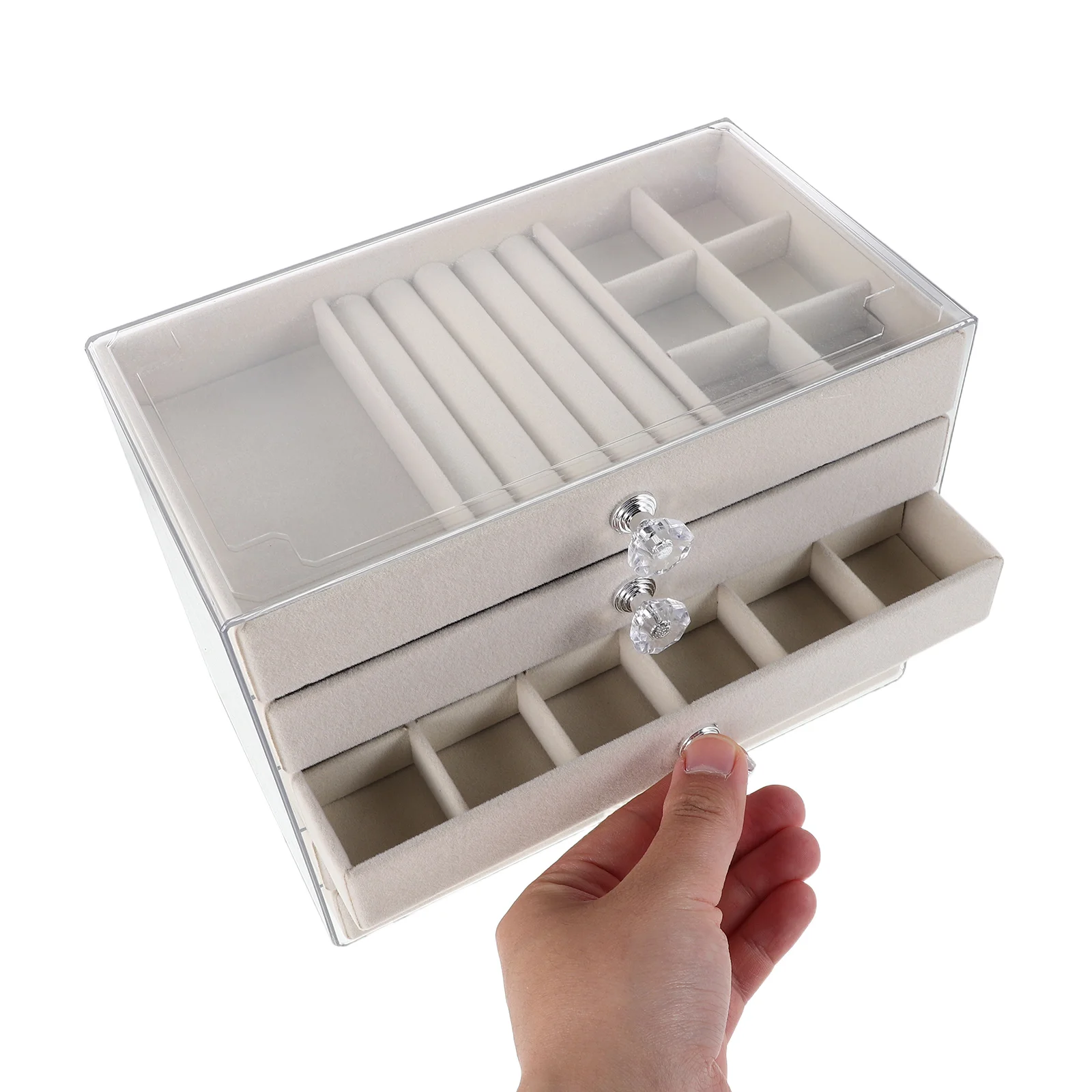 

Transparent 5 Jewelry Storage Jewellery Box With Drawers Box for Earrings Necklaces Rings Plastic Drawer Organizer Clear