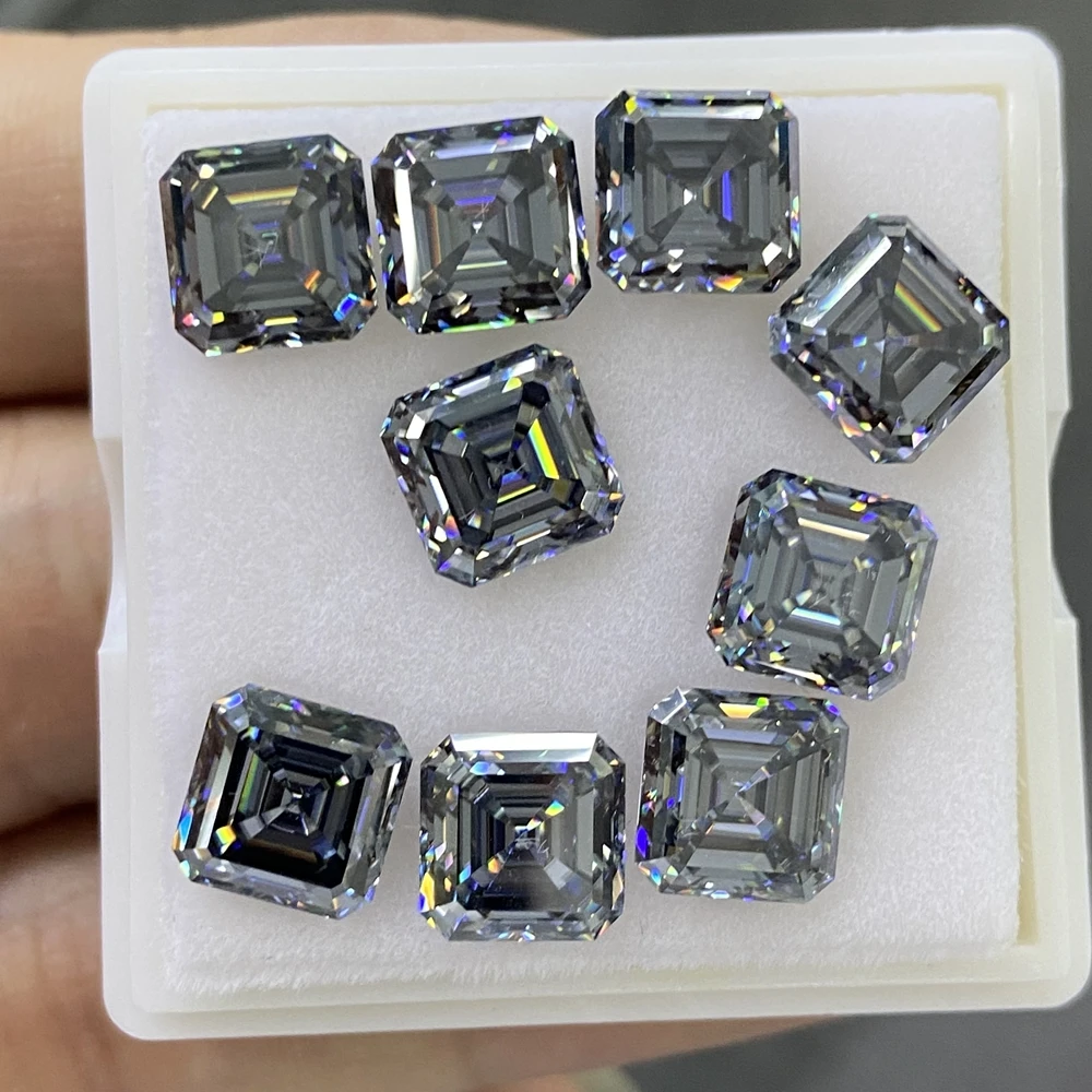 Meisidian 5x5mm To 12x12mm  Newest Asscher Cut 100% Real Moissanite Loose Lab Grown Grey Color Diamond On Sale