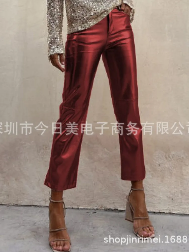 

Модные брюки до щиколотки, женские повседневные прямые узкие брюки со средней талией для женщин, уличная одежда для праздника и вечеринки, женская одежда, весна