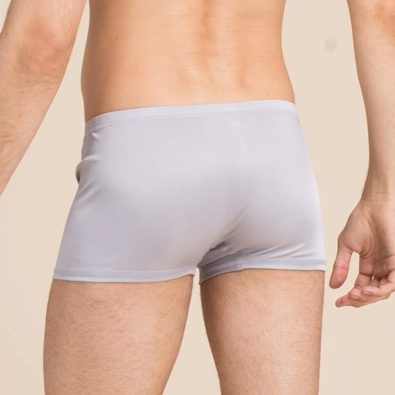 Birdtree 2PCS/Lot Men Boxer Shorts,100% Natural Silk Panties,Middle Waist Double Side Knitted Healthy Solid Underwear S68020JF