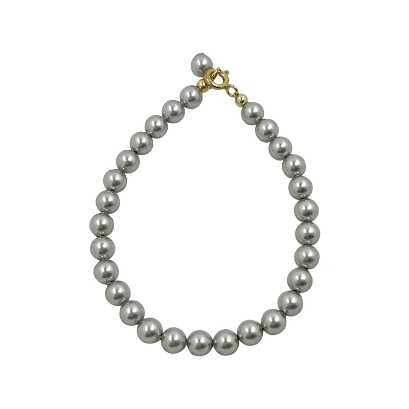 

Cold silver gray 14K gold bag round strong light pearl bracelet female ins niche design female