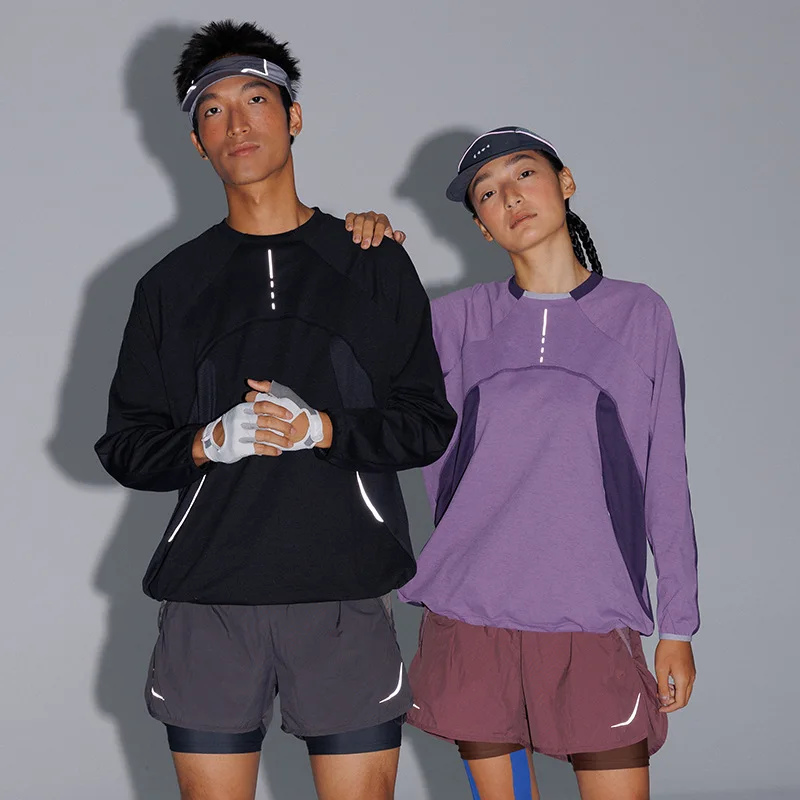 تي شيرت للجنسين خفيف الوزن وسريع الجفاف وأكمام طويلة للتدريب على ركوب الدراجات فضفاض مناسب مع تصميم عاكس لملابس رياضية خارجية #1