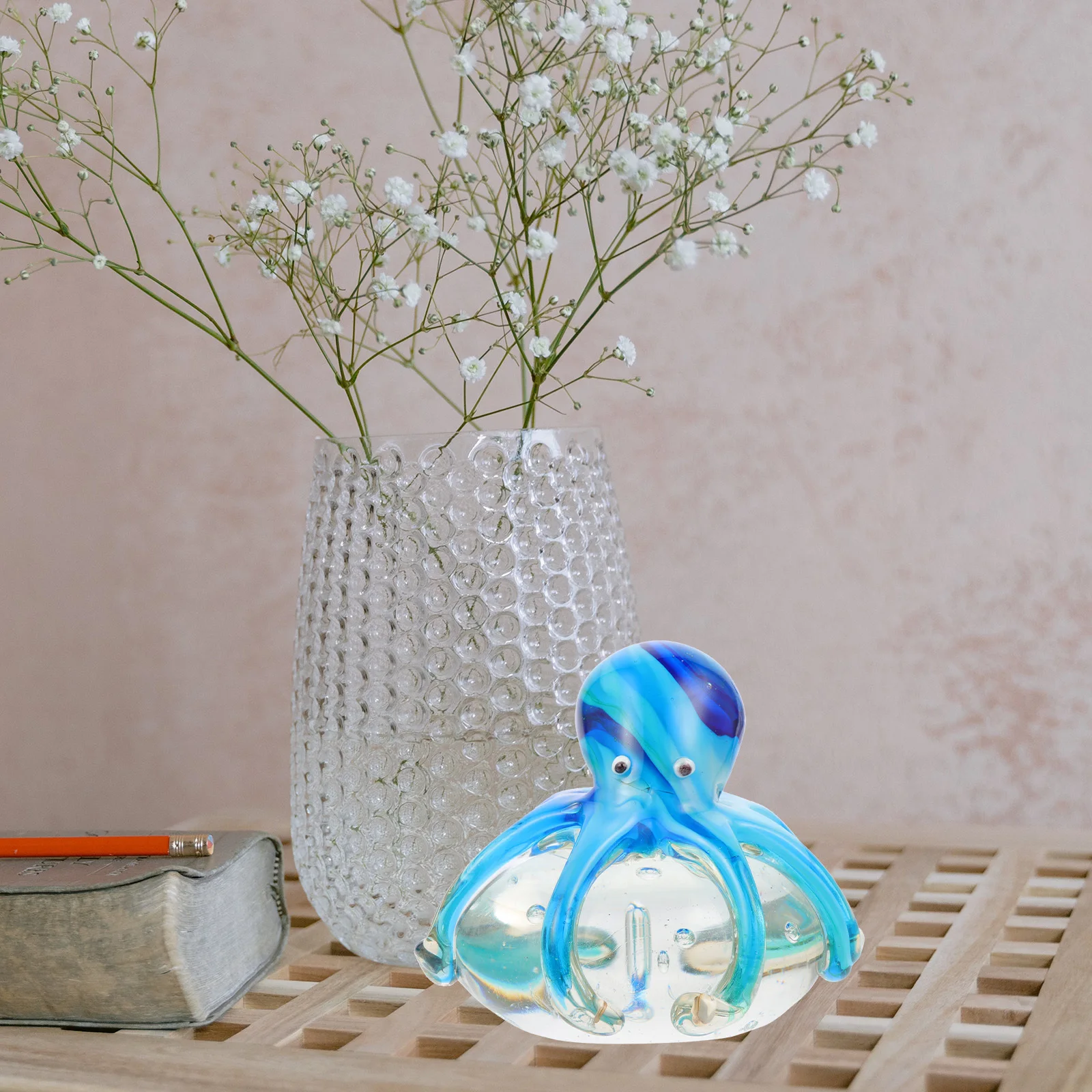 

Glass Octopus Sea Animal Decor Small Colorful Realistic Lightweight Home Office Desktop Table Display Ornament