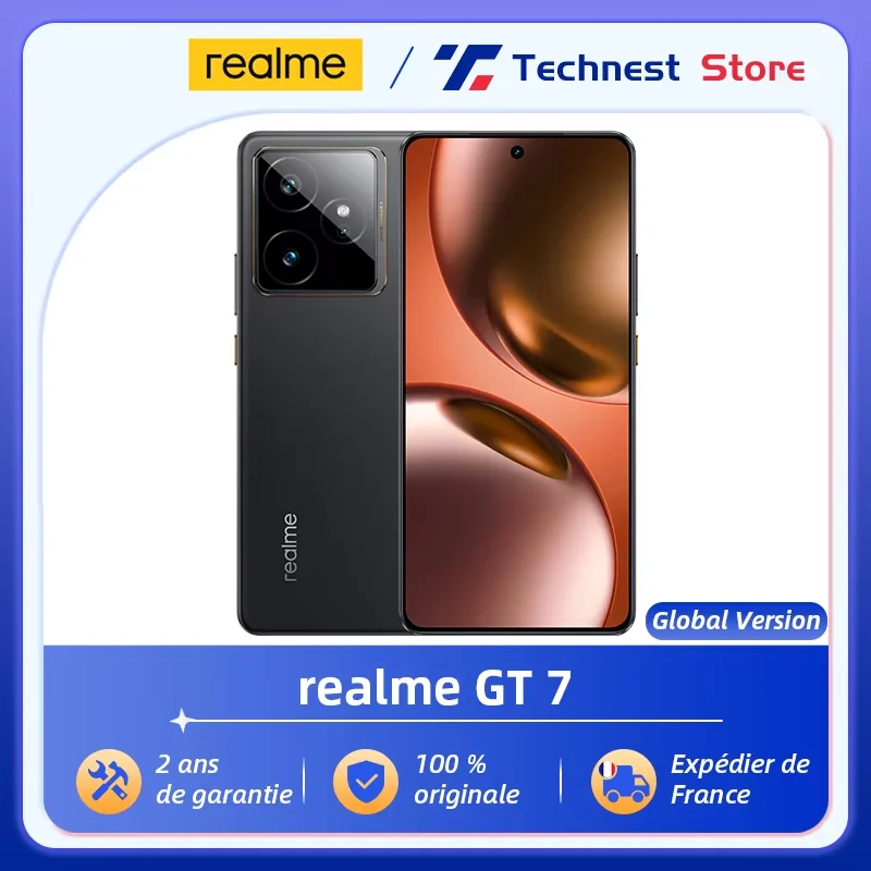 Version mondiale realme GT 7 5G AI Smartphone Mediatek Dimensity 9400e 120HZ AMOLED affichage 7000 mAh batterie 120W charge rapide