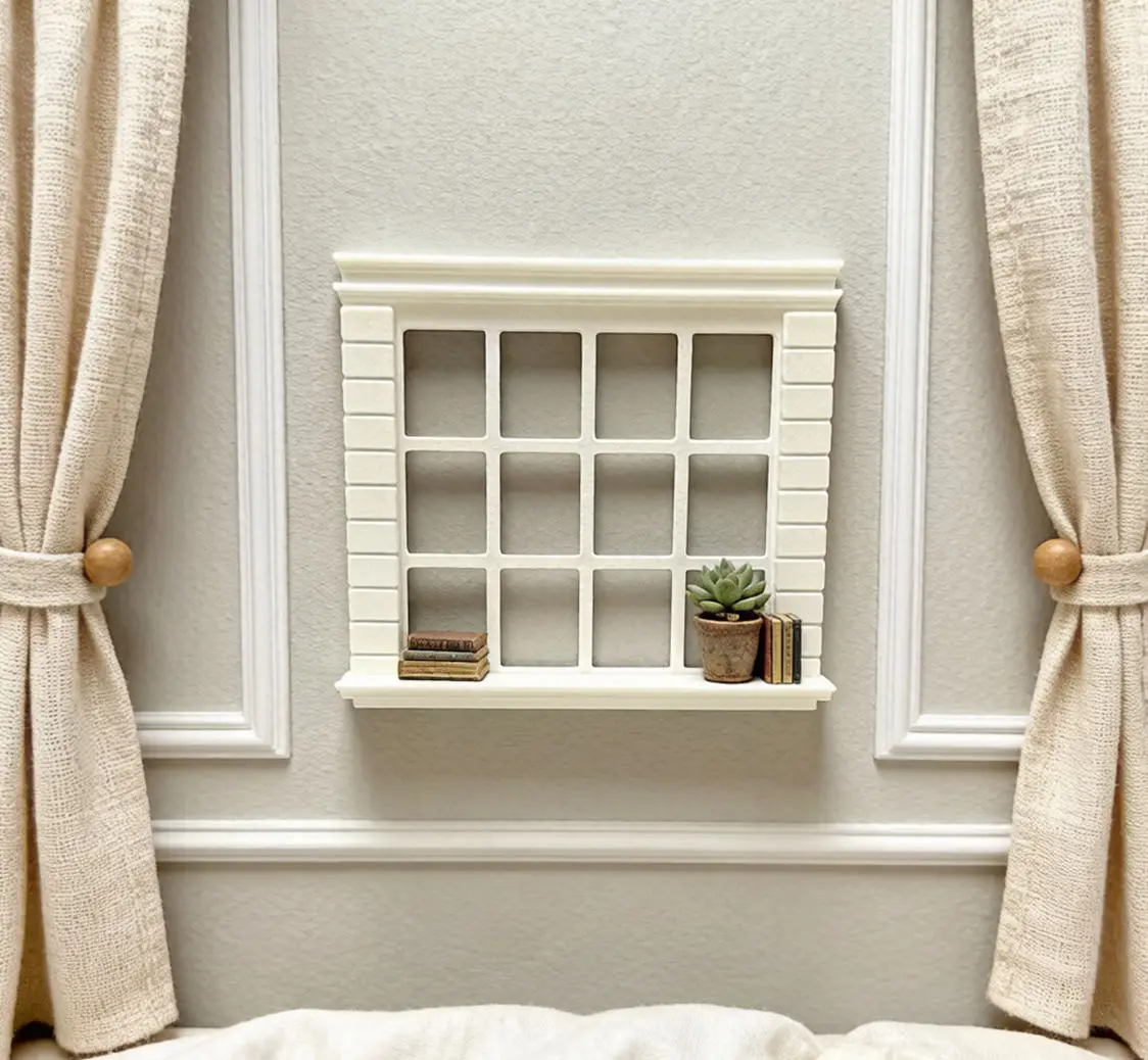 

Miniature European Brick Frame Window, 1/12 Scale Dollhouse Accessory, DIY Architecture Model for Diorama & Photography Prop