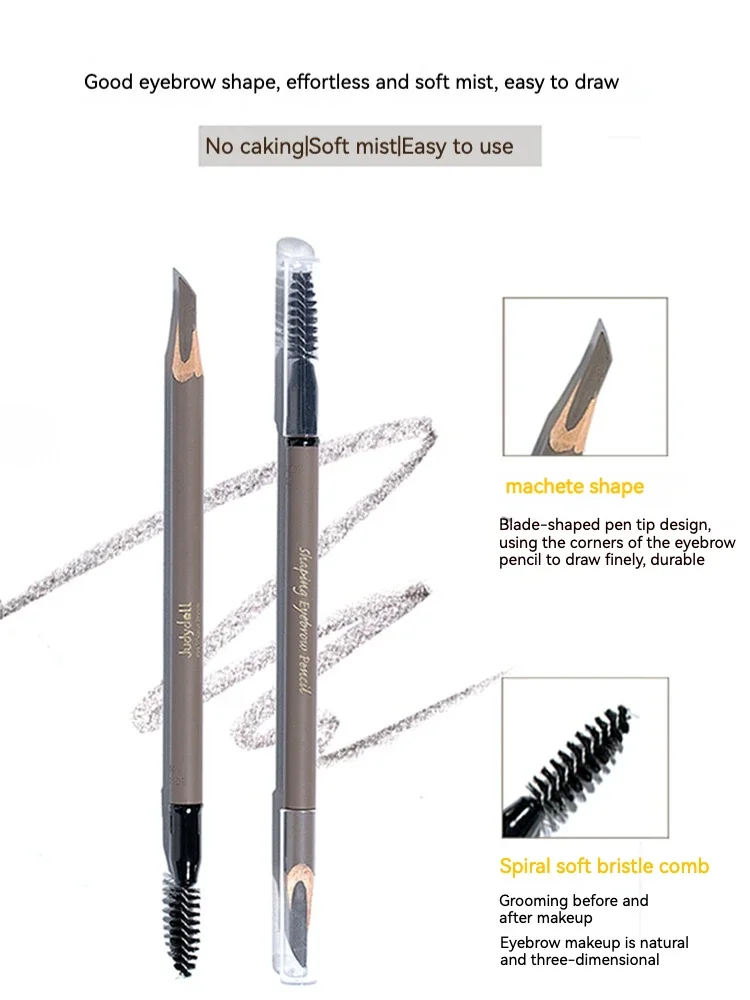 Judydoll Double Head Machete Eyebrow Pen Waterproof Long-lasting With Brush Condensed Non-fading Triangular Eye Brow Pencil