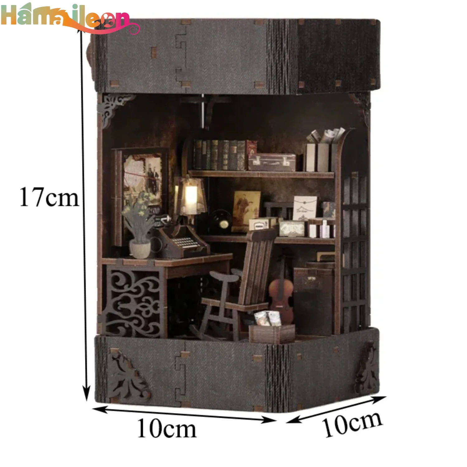 Hamaileon DIY Dollhouse Book Nook House Miniature Wooden Puzzle 3D Book Nook for Assemble Handmade Toys For Adults/Teenagers