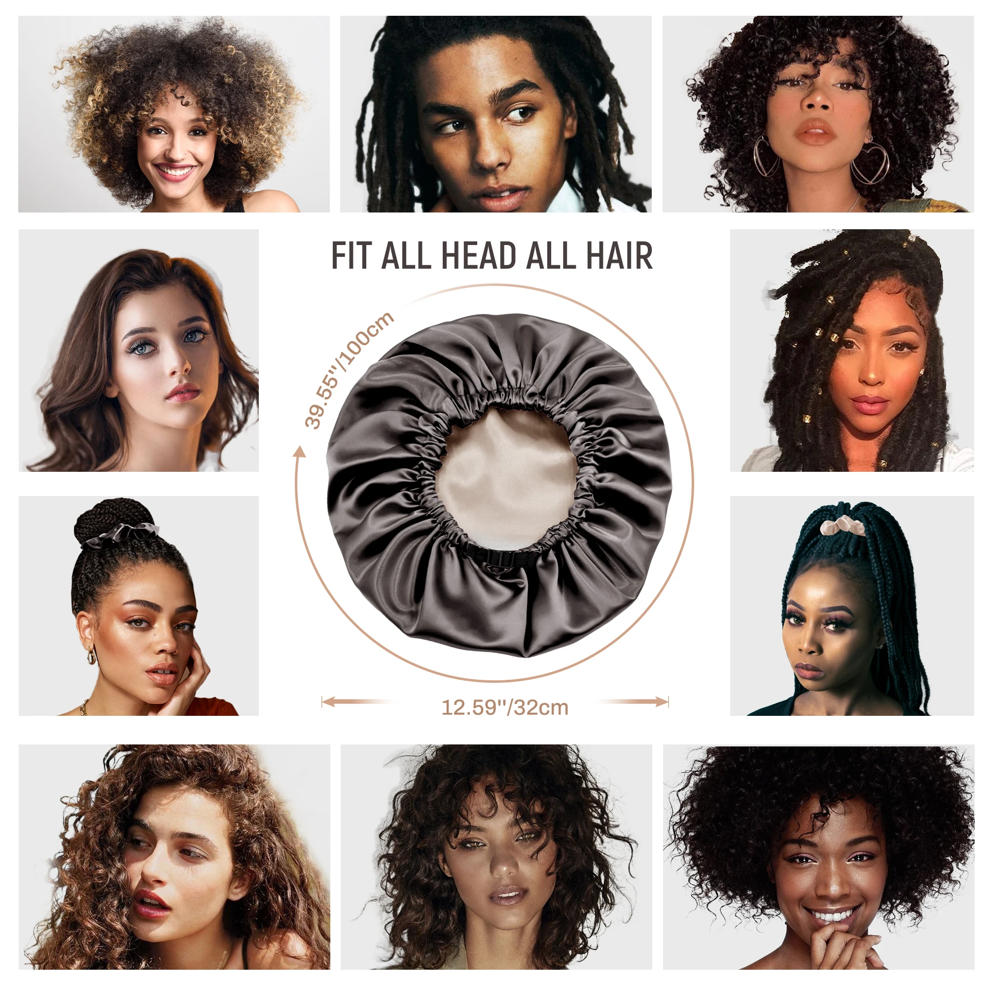 Bonnet Queen 4 pezzi Set cofano in raso di seta per donna