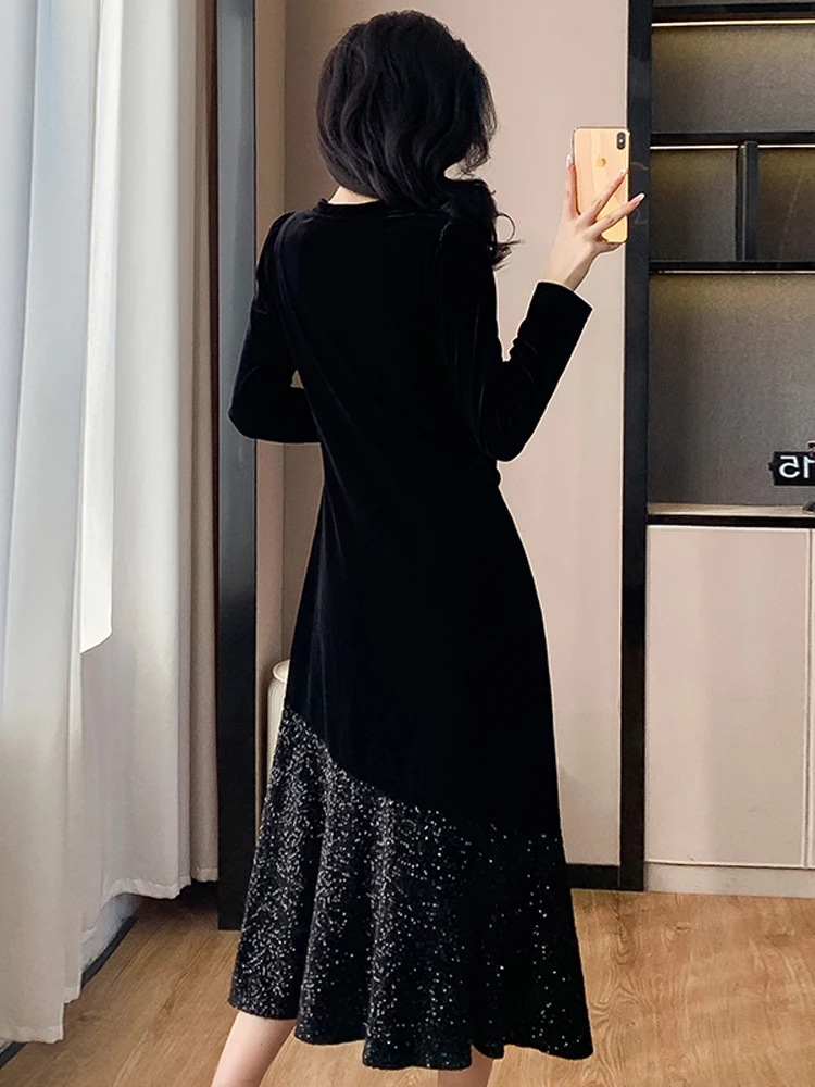 فستان نسائي مخملي للخريف والشتاء من NYFS فضفاض مقاس كبير وأكمام طويلة فستان طويل رداء Elbise #2