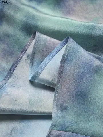 ZVAQS 100% Naturlig Mulberry Silk Klänning Kvinna 2025 Sommar Blå Långa Klänningar Eleganta Tryckta Festklänningar Damkläder Vestidos 10 best sales 100 sidenklänningar - №8