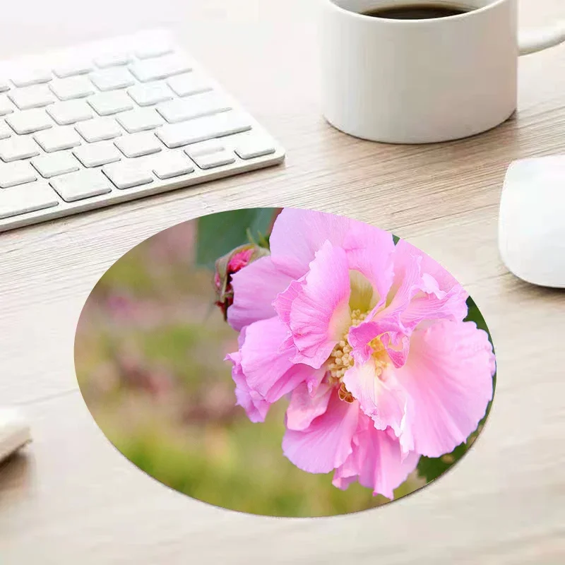 MRGBEST In Stock New Round Small Size Mouse-pad Softy Nature Rubber Mats Pretty Flower Picture  Desk Pads for Gaming or Office