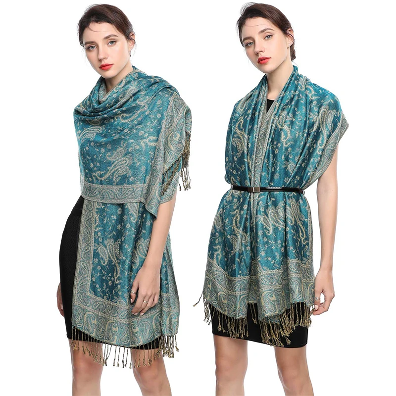 العرقية بيزلي التطريز فسكوزي الحجاب الرجعية الكاجو القطن الباشمينا المرأة وشاح يلتف السيدات شالات أنيقة عمامة الحجاب