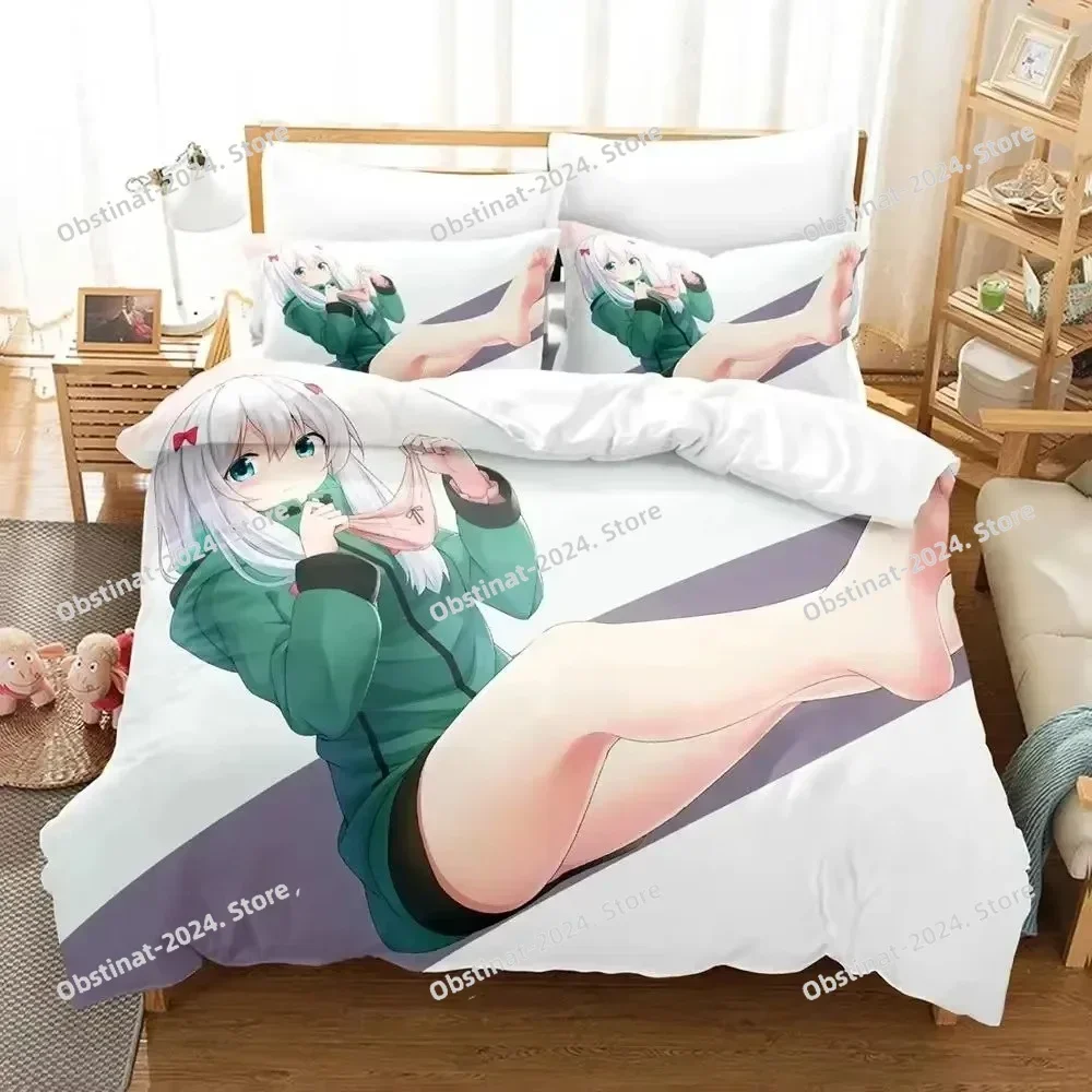 Anime Sagiri Izumi Eromanga Sensei 3D Printing Comforter Bedding Set,Duvet Cover Bed Set Quilt Cover Pillowcase,King Queen Size