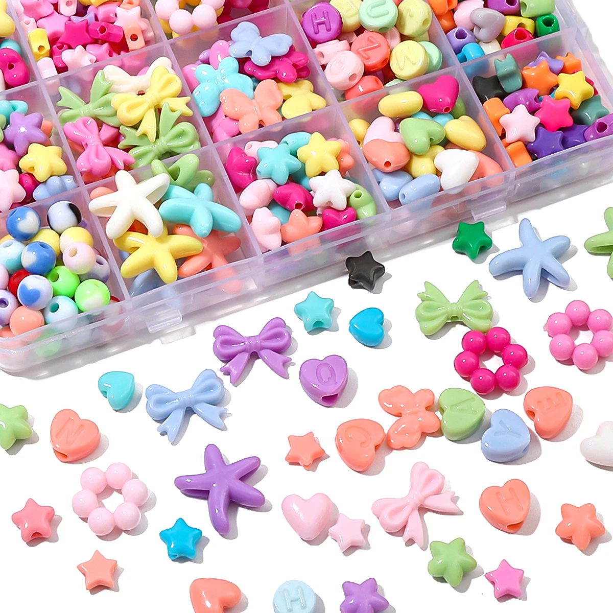 About20-200Pcs Acrylic Solid Color Beads Butterfly Love Letter Beads Handmade DIY Making Bracelets, Necklaces, Earrings, Jewelry