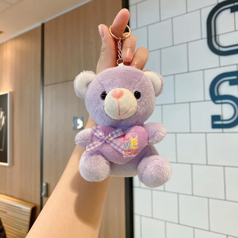 Hot Sale 12CM Kawaii Small Teddy Bears Plush Toys Stuffed Animals Fluffy Bear Dolls Soft Kids Toys Small Pendant Keychains