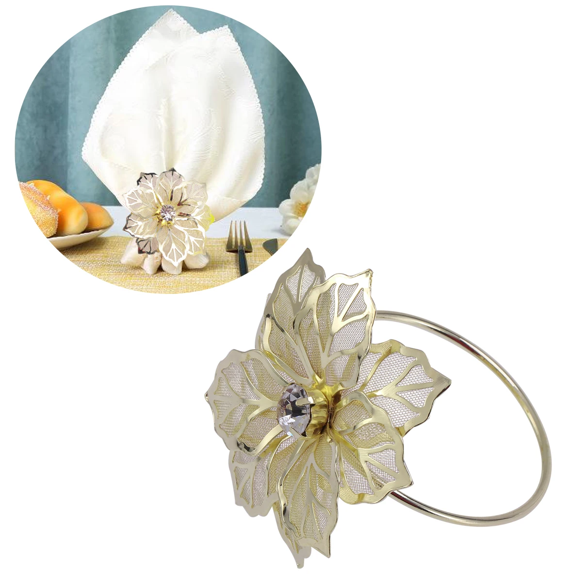 

Floral Napkin Rings Decorative Banquet Dining Table Party Supplies Hollow Out Design Serviette Holders Wedding Accessories