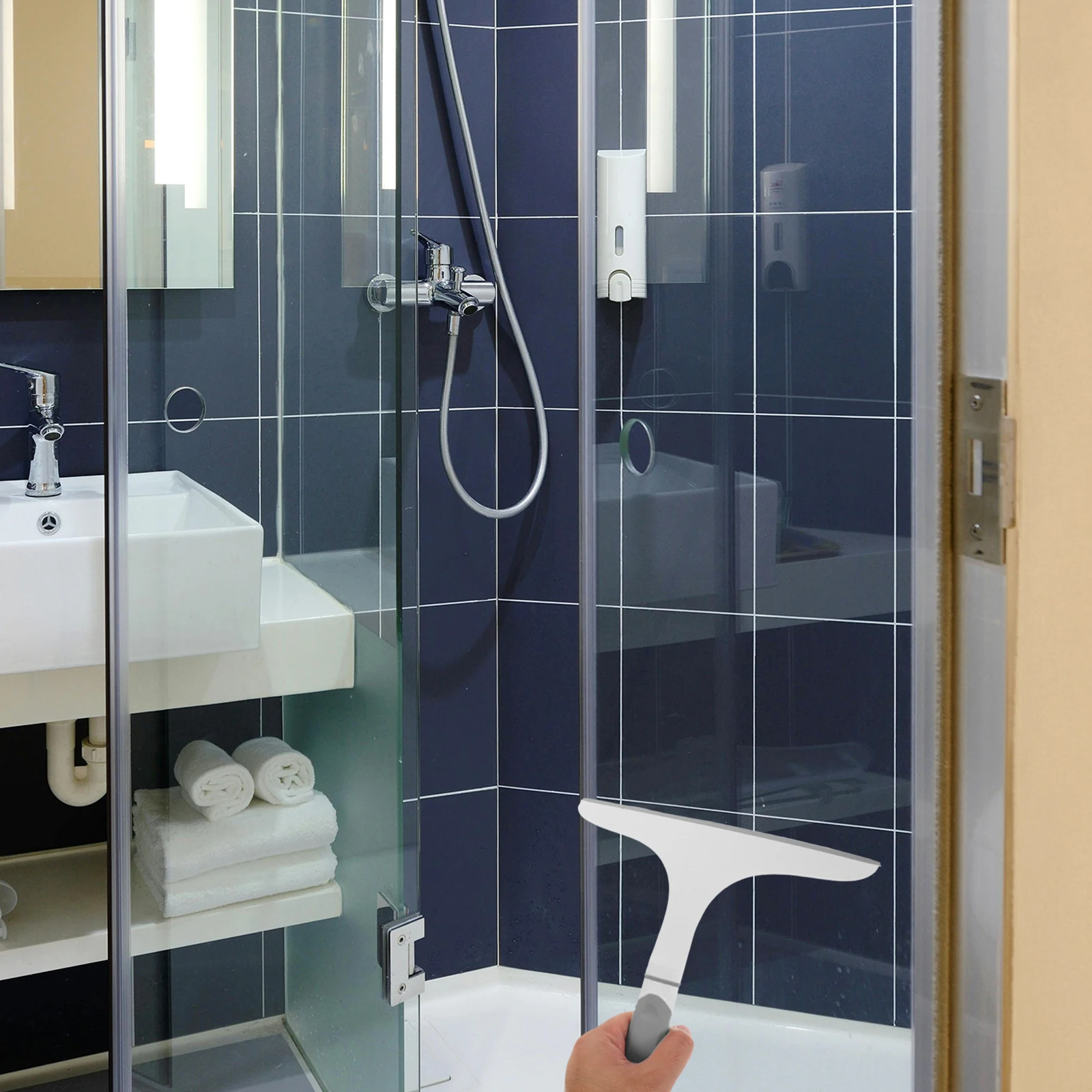 

Glass Wiper Daily Shower Cleaner Bathroom Handle Cleaning Supplies Mirror Squeegee Plastic for Doors
