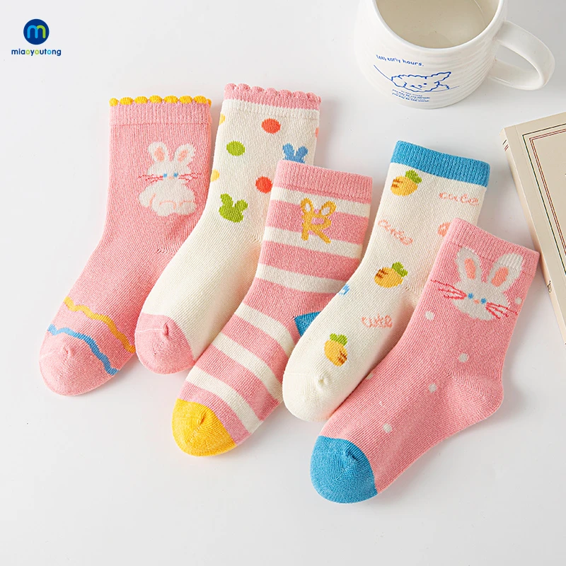 5 Pairs /Lot Baby Girl Soft Boneless Combed Cotton Socks Warm Cartoon Children\'s Socks For Boys Newborn Floor Socks Miaoyoutong