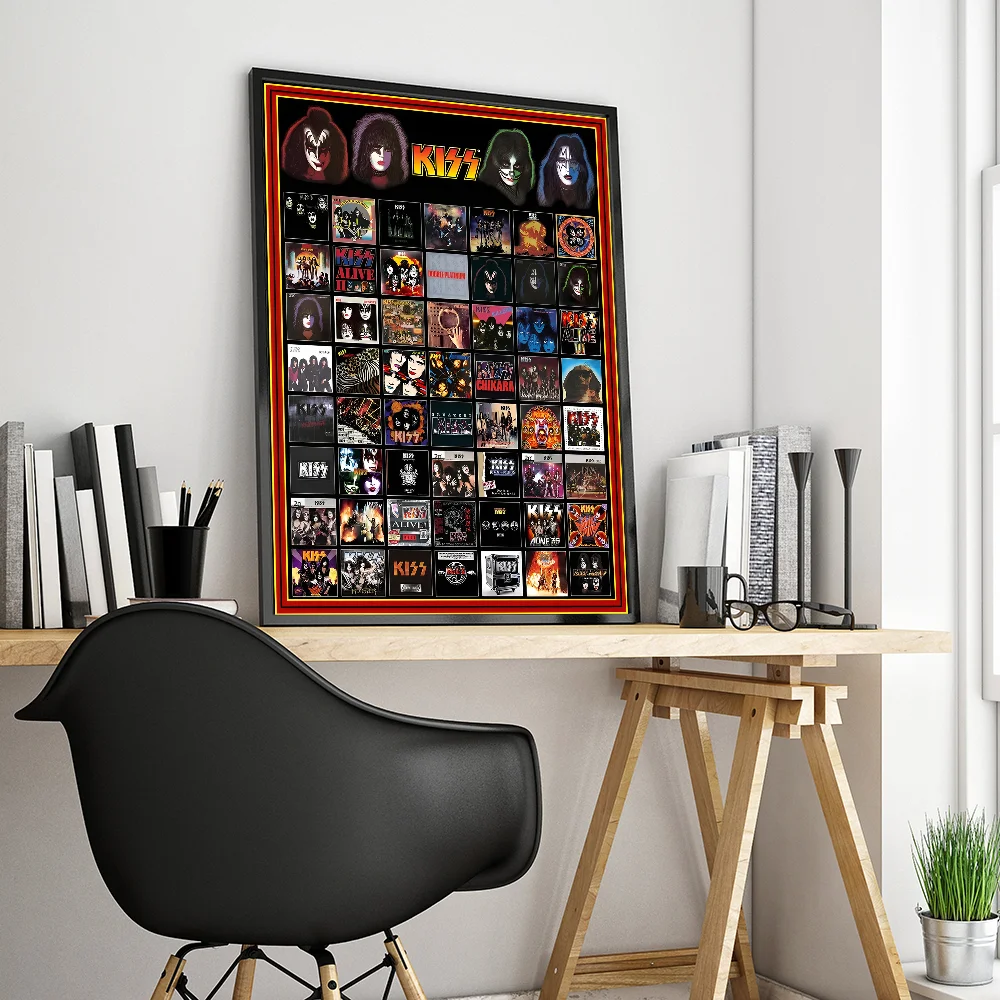 Vintage Heavy Metal Kiss Band Whitepaper Poster HD Quality Poster Wall Art Painting Study Room Wall Decor