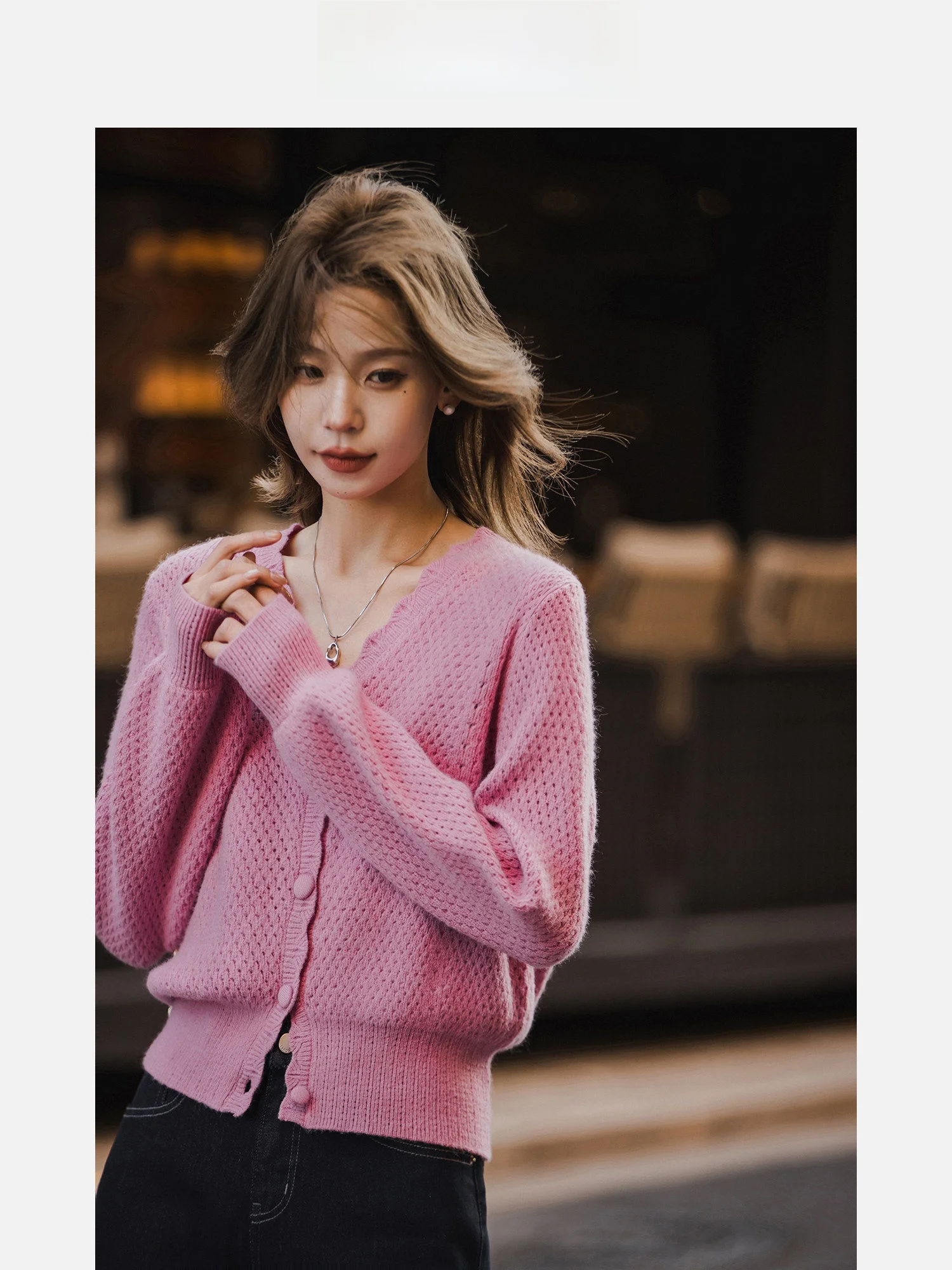

Women's V-ne Sweater Hollow-out Knitted Soft Versatile Gentle Spring 2026 Casual Sle Long Sve ort Length Cardigan