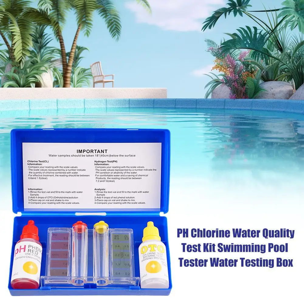 PH Chlorine Water Quality Test Kit Swimming Pool Tester Home Inflatable Box Testing Spa Pool Water Swimming Accessories Z6B1