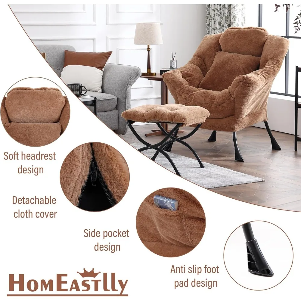Przytulny fotel z podnóżkiem do relaksu, wyściełane siedzisko do czytania, wygodny fotel rozkładany z podnóżkiem, przestronny fotel do sypialni.