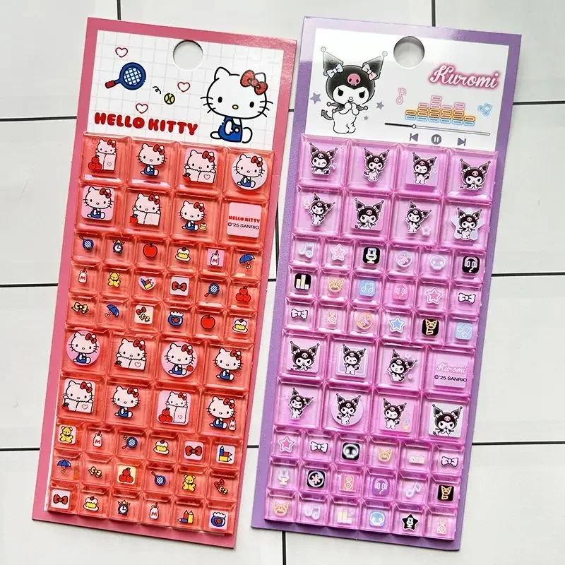 Sanrio Hello Kitty 3D Vierkante Stickers Anime Telefoon Laptop Bagage Decoratie Creatieve DIY Strass Decal Kinderen Speelgoed Cartoon Gift