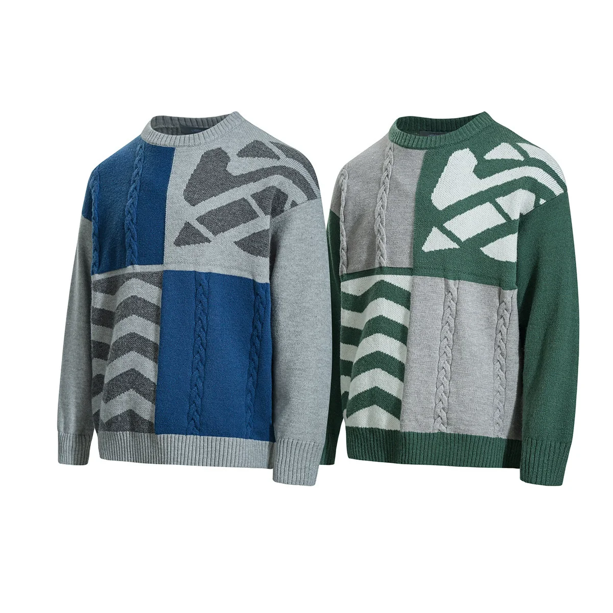 سترة ريترو المرقعة 2025 الشتاء الرجال عادية متماسكة البلوز البلوز Y2K الشارع الشهير تريكو