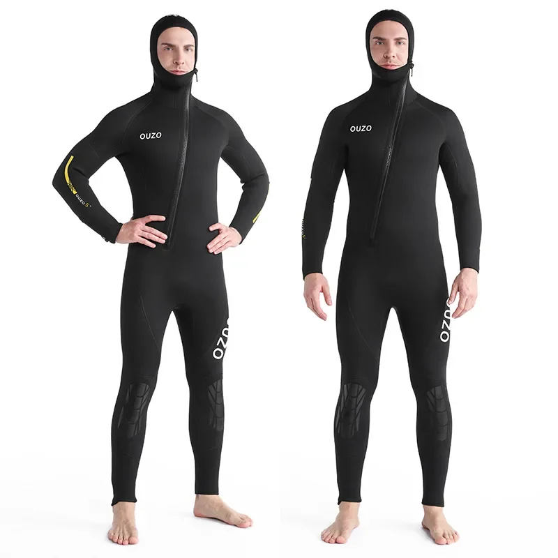 5MM Hunting Swim WetSuit Front Zipper Snorkeling Spearfishing Hooded Diving Suit Neoprene Full Body UnderWater Neoprene