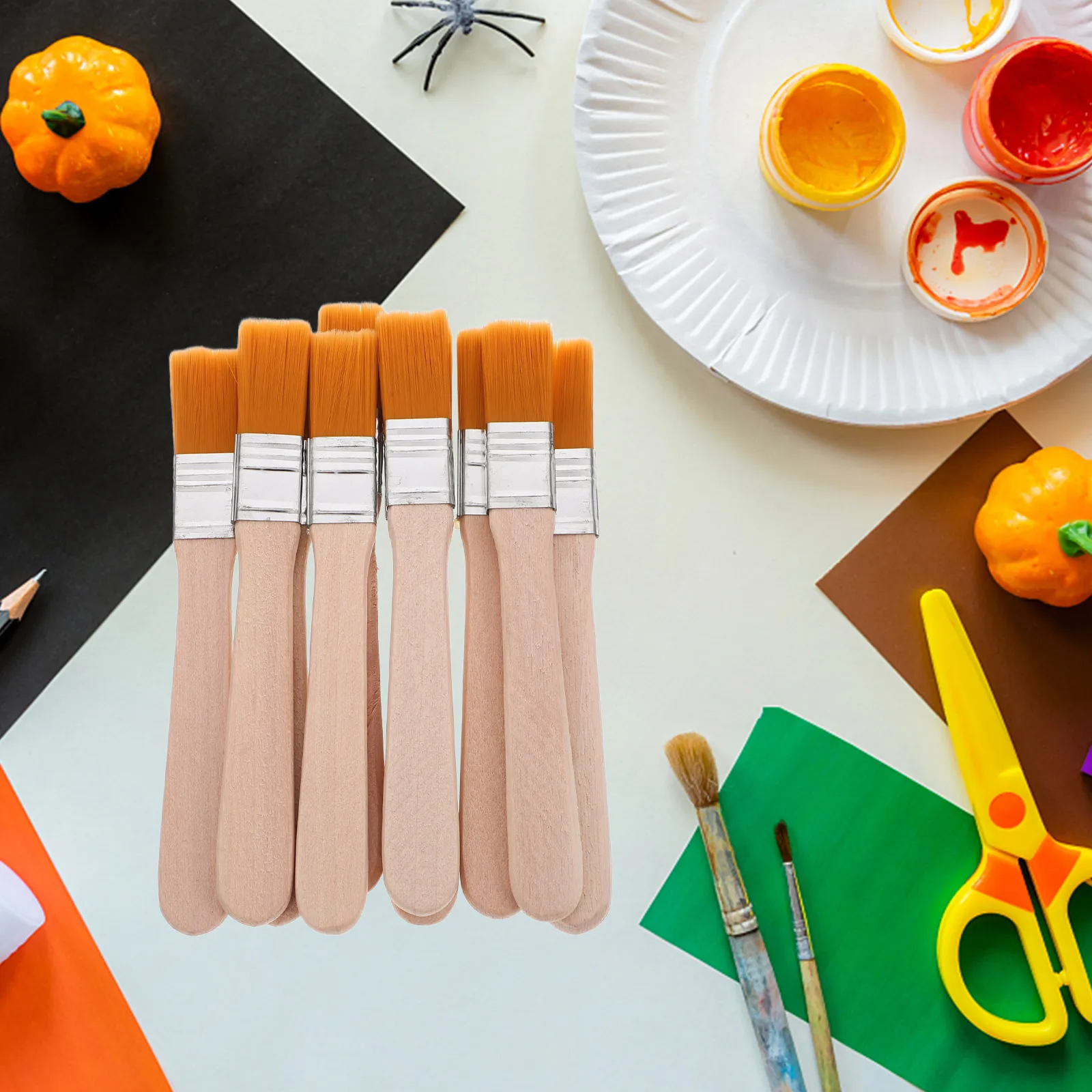 Ensemble de pinceaux à peinture en poils de Nylon, manche ergonomique en bois, multi-usage, artisanat d'art, peinture sur toile, petits pinceaux à garniture pour l'huile, 10 pièces