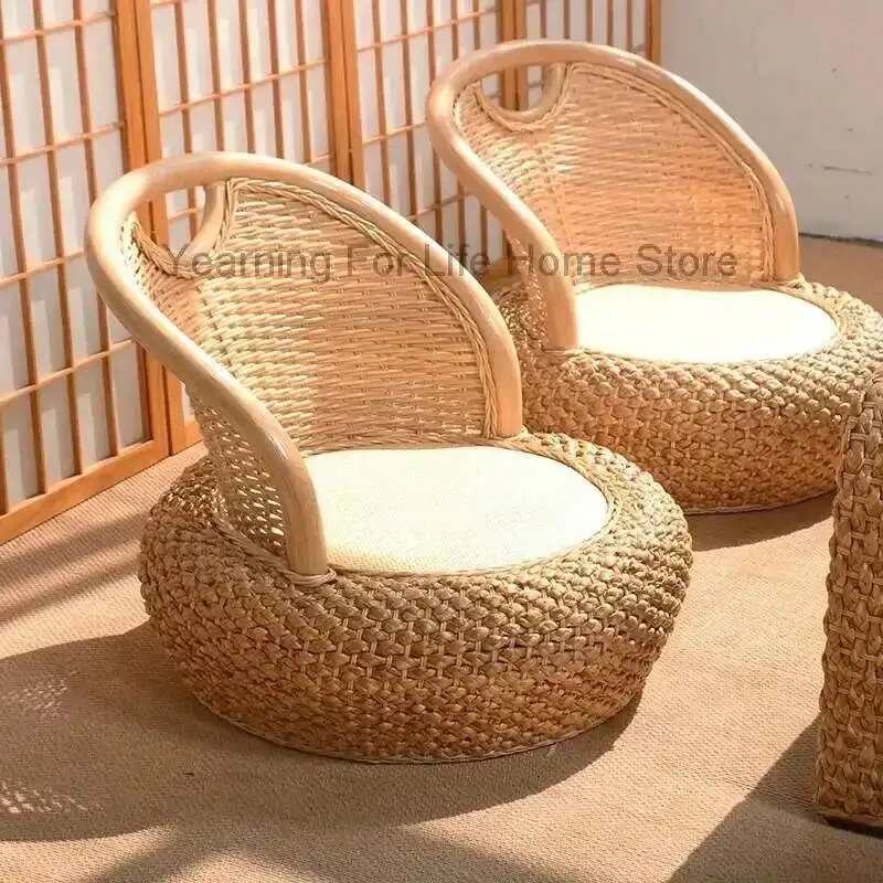 New Arrival Sofa Rattan Chair Rattan Backrest Single Chair Balcony Home Living Room Coffee Table Leisure Tatami Short Sitting