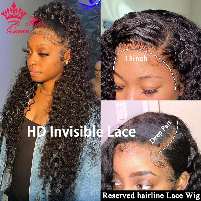 Queen Hair Deep Wave HD Lace Wigs Human Raw Hair Pre Plucked 13x6 13x4 5x5 HD Invisible Melt Lace Full Frontal Closure Wig