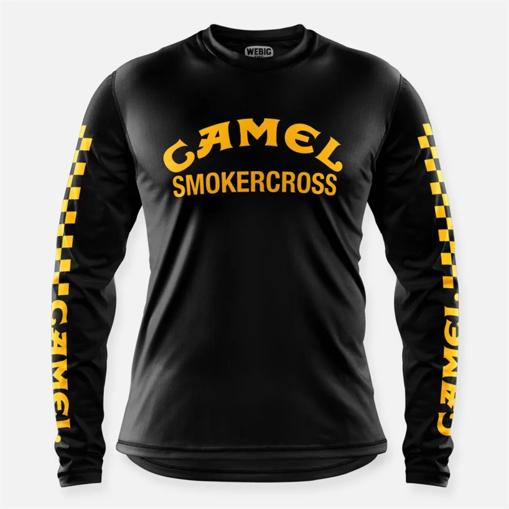 Camel Retro WEBIG Motorcycle Jersey Team Pro Bicycle Downhill MTB Yellow Clothes Ciclismo Cycling Long Sleeve Motocross T-Shirt