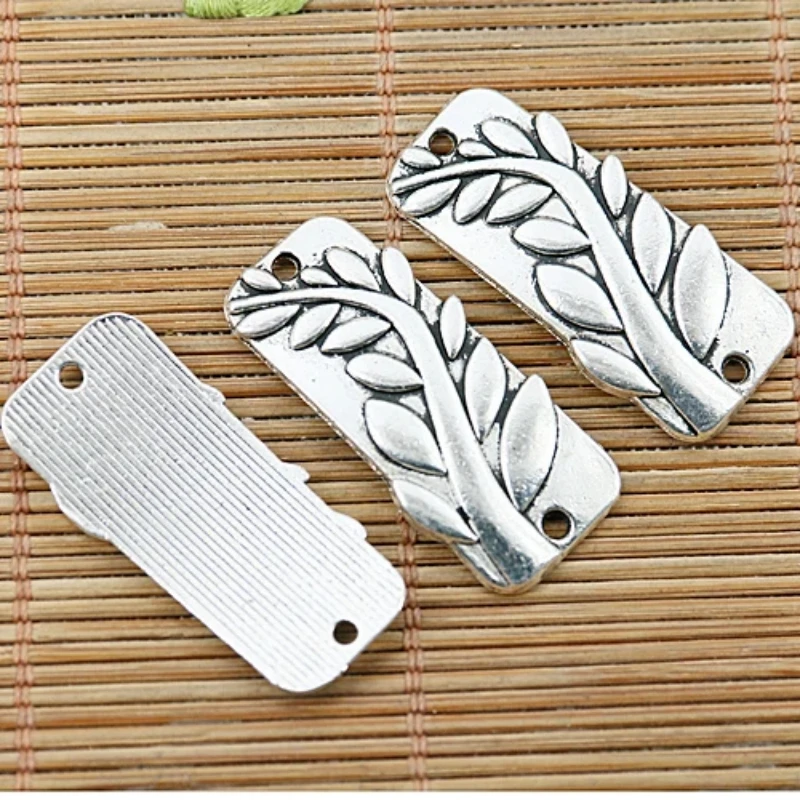 

5pcs 33*15mm hole 1.9mm tibetan silver curved leaves branch pattern connector EF1401