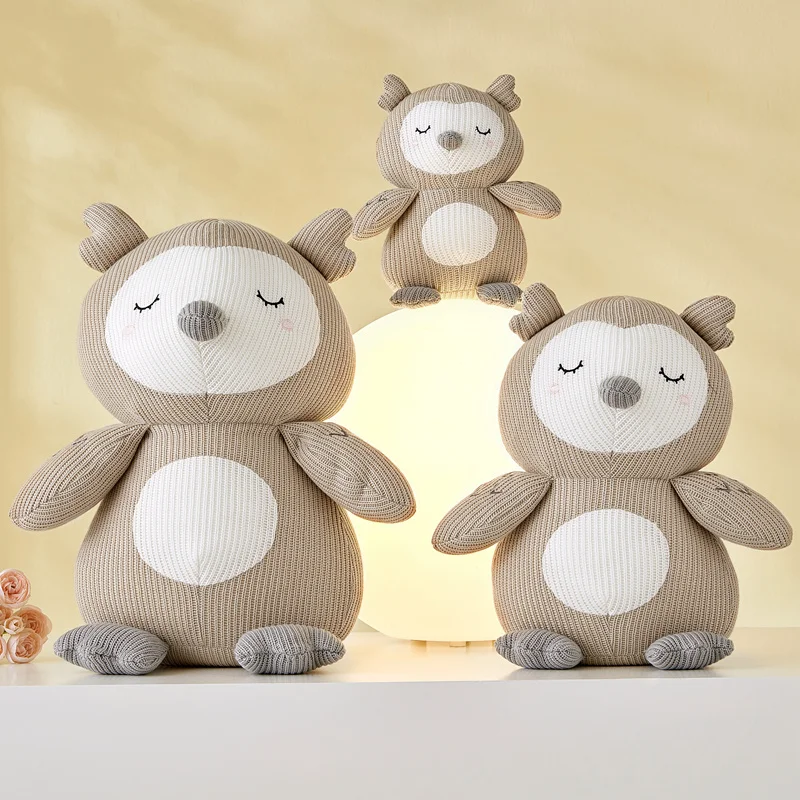 Kawaii Cartoon Knitted Animal Plush Doll Rabbit Owl Fox Bear Plush Toy Home Decoration Sleep Soothing Gift For Boys And Girls