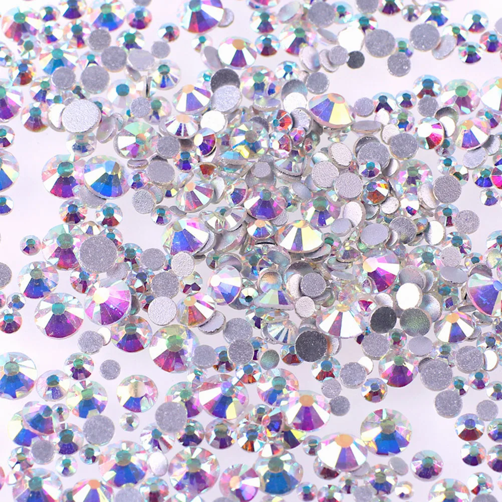 

1440pcs 2.4Mm Crystal Ab Round Nail Art Rhinestones Mixed Flat Back 3D Nail Decorations For Uv Gel Acrylic Nails Polish Jewelry