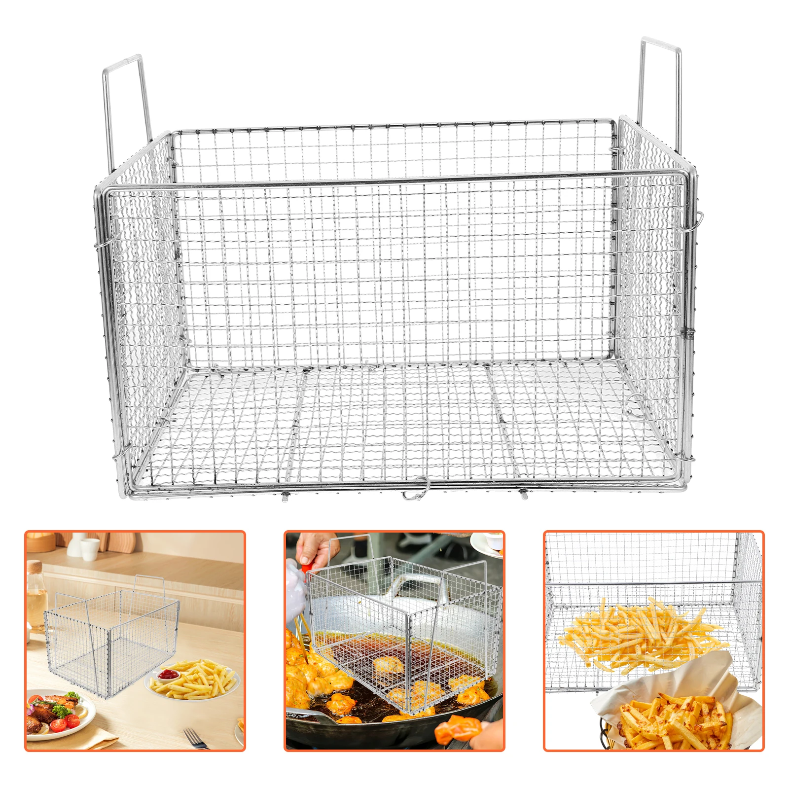 

Foldable Oil Strainer Basket Small Size Stainless Steel Frying Mesh Kitchen Tool Draining Vegetable Wash Oil Filtering Storage