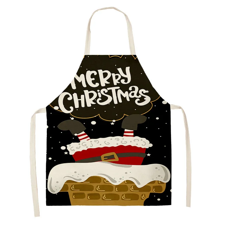 Christmas Linen Apron Kitchen Stain Resistant Sleeveless Coverall Party Decoration  Women  Men Alpaca