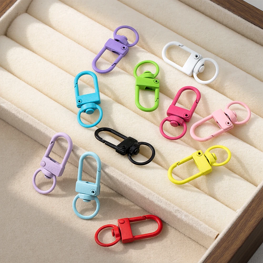 5/10pcs Metal Lobster Clasps Hooks Keyring Colored Rotating Keychain Buckle For DIY Jewelry Making Key Ring Chain Accessories