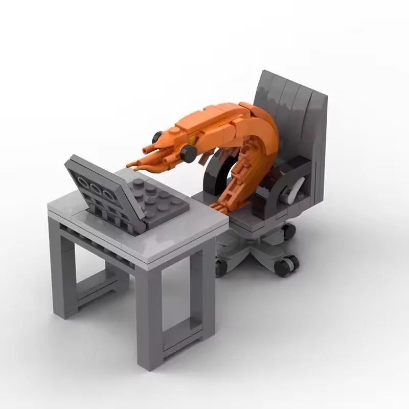 Working Shrimp Model Creative Building Block Set Puzzle Assembly Toy Desktop Decoration Crayfish Brick Gift for Boys Girls
