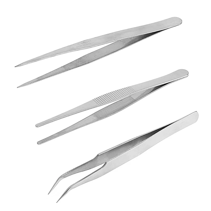 3Pcs Rep Mounting Tool Set Electronic Stainless Steel Tweezers