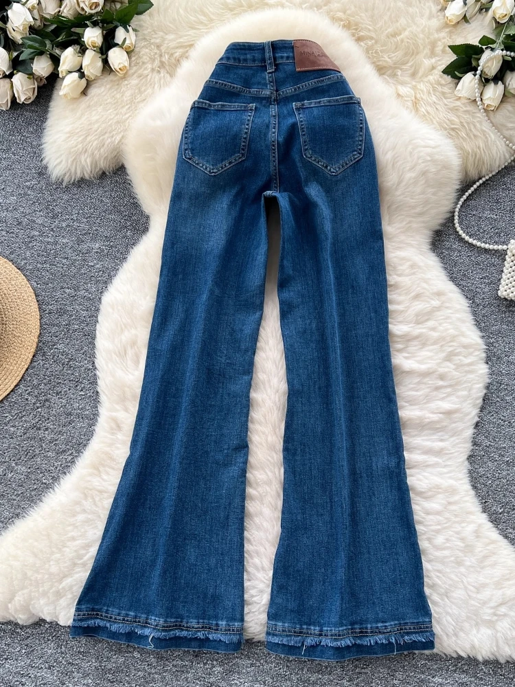 2025 Nowe Micro-Pants American Hot Girl Denim Pants Jesień/Zima Wysoki Stan Plus Size Wąskie Szerokie Nogawki Proste Jeansy Spodnie Odzież Wierzchnia