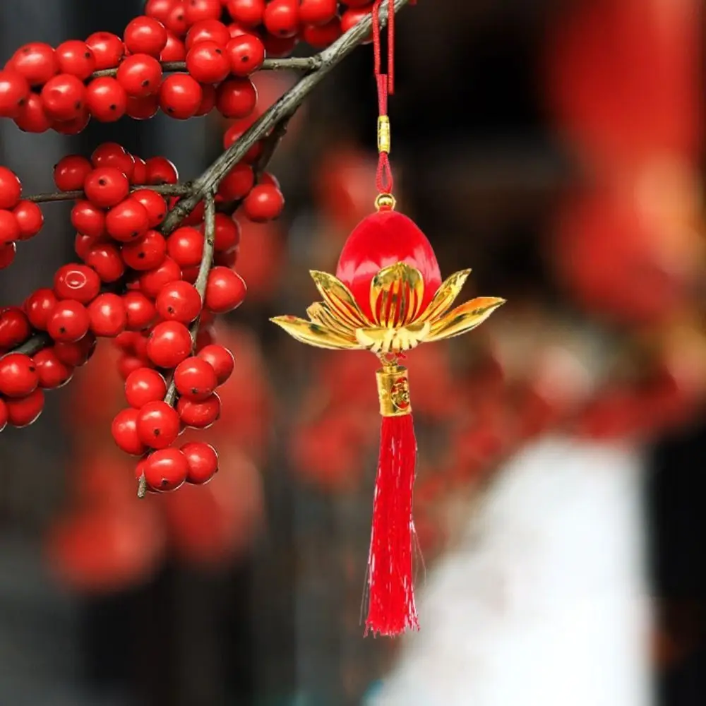 Traditional Hanging Lotus Flower Ornament Chinese Style Festival Lotus Ball Lantern Pendant Lotus Design Plastic