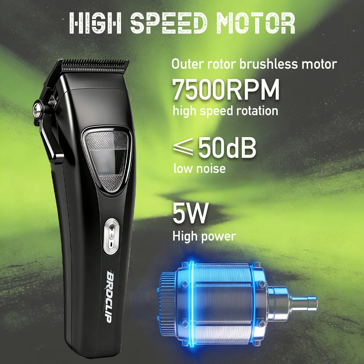 BRDCLIP 8167 Black Brushless Motor Professional Hair Clipper Barber Fade Trimmer 7500rpm Salon Men's Haircutting Machine