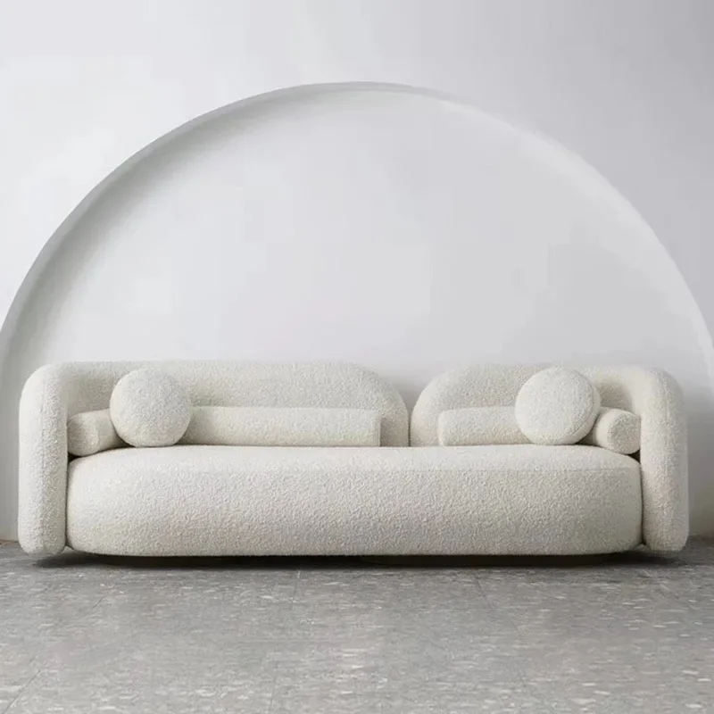 Nordic Light Luxury Sofa  Modern Simple Small Apartment Living Room Lamb Wool Three Person Sofa Can Be Customized Decor